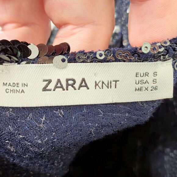 Zara Women’s Dress Night Luxe Glam-Core Sequin Mesh Black Mini Party Size S - Picture 11 of 11